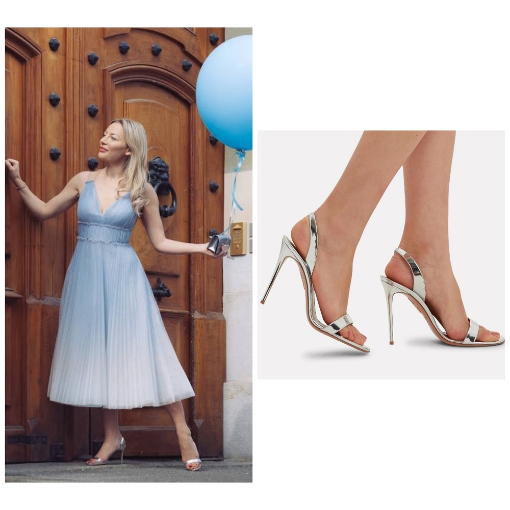Aquazzura silver sandals, size 7